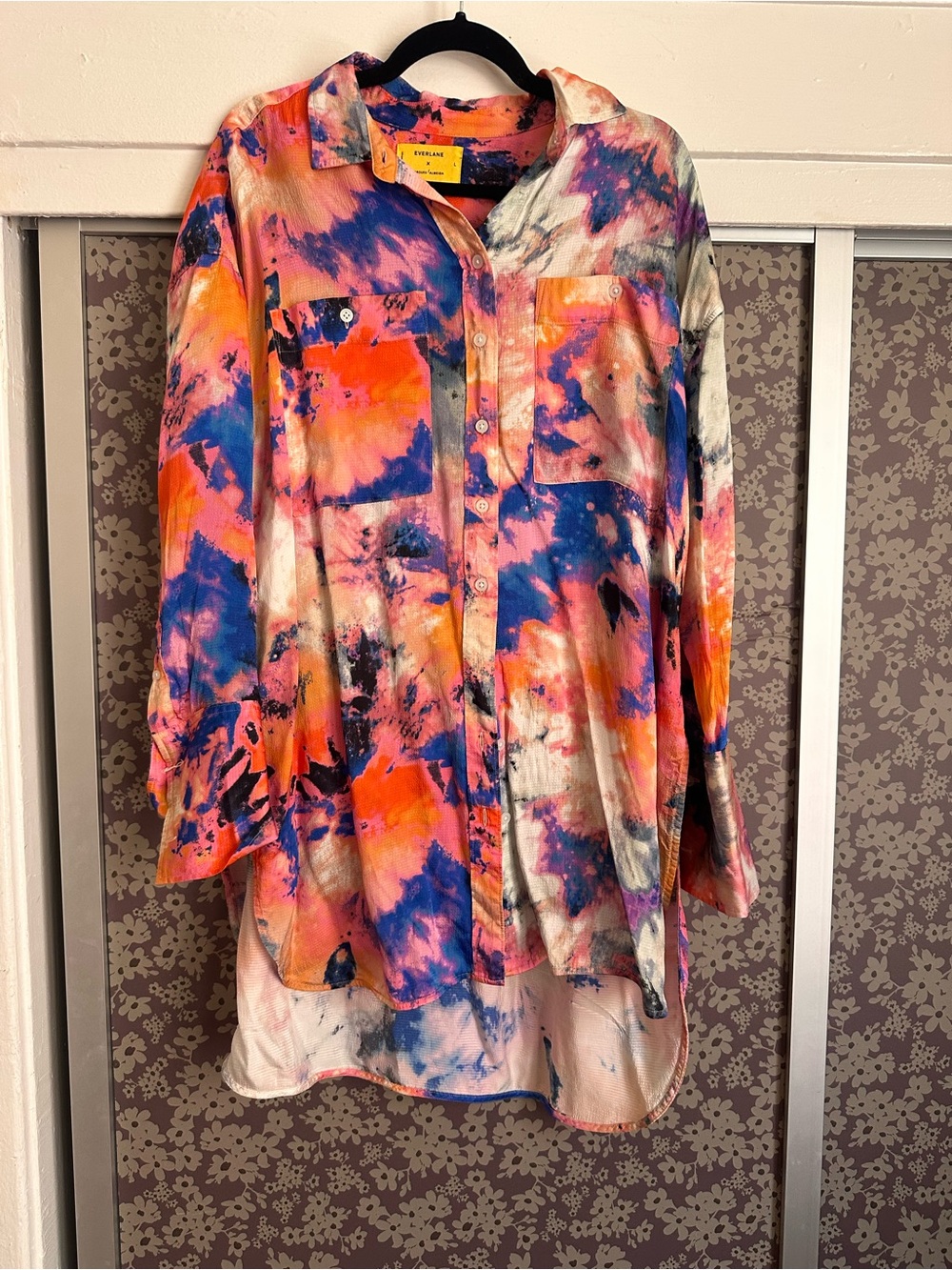 Everlane x Marques Almeida Women's Multicolor Tie-Dye Button-Up Shirt Jacket